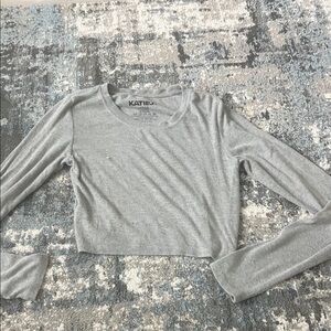 Katie J NYC Light Gray Long Sleeve Top